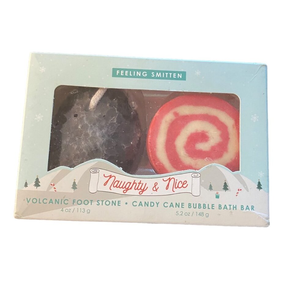 Feeling Smitten Naughty & Niceβ Volcanic Foot Stone Candy Cane Bubble Bath Bar